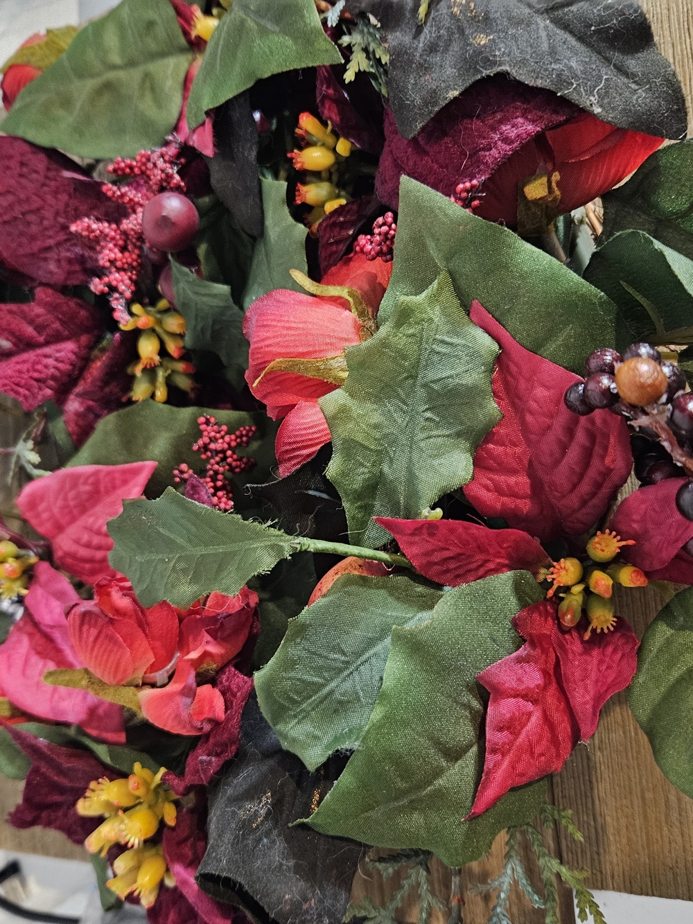Faux Red Poinsettia Holiday Wreath Unbranded 12 Inch By 12 Inch